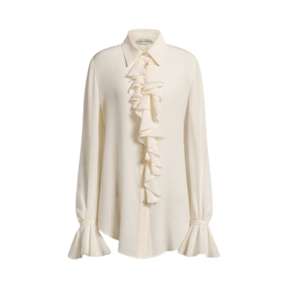 Camicia in crêpe de chine con rouches 