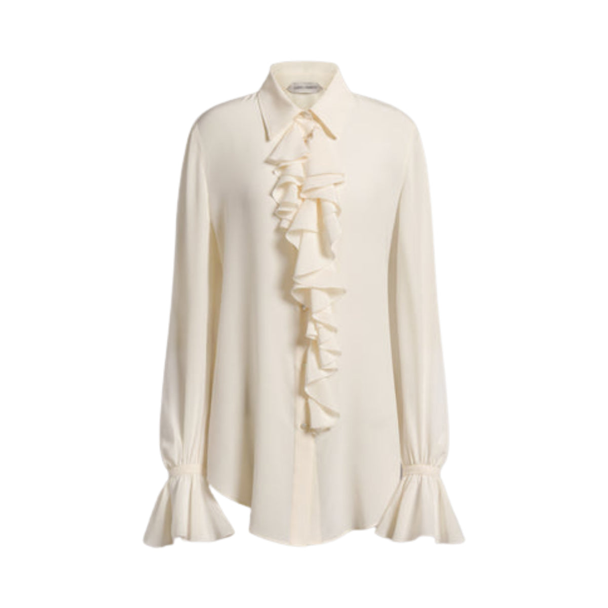 Camicia in crêpe de chine con rouches 