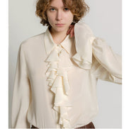 Camicia in crêpe de chine con rouches 