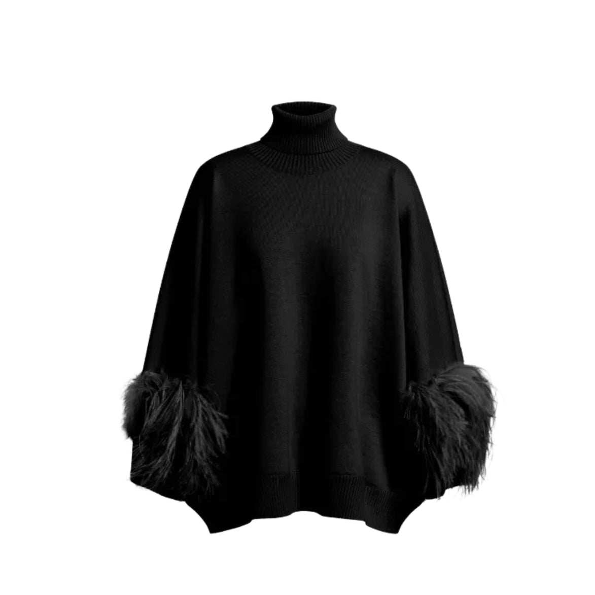 Maglione in lana merino con piume 