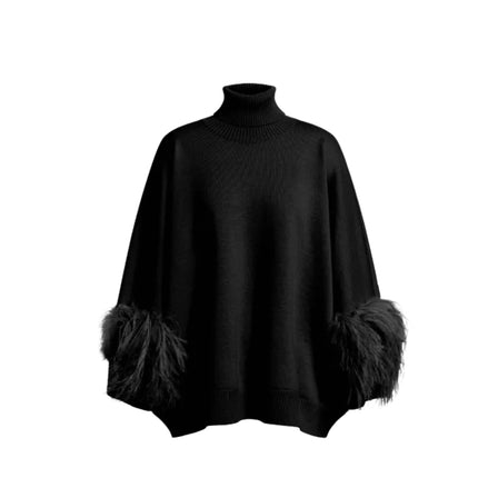 Maglione in lana merino con piume 
