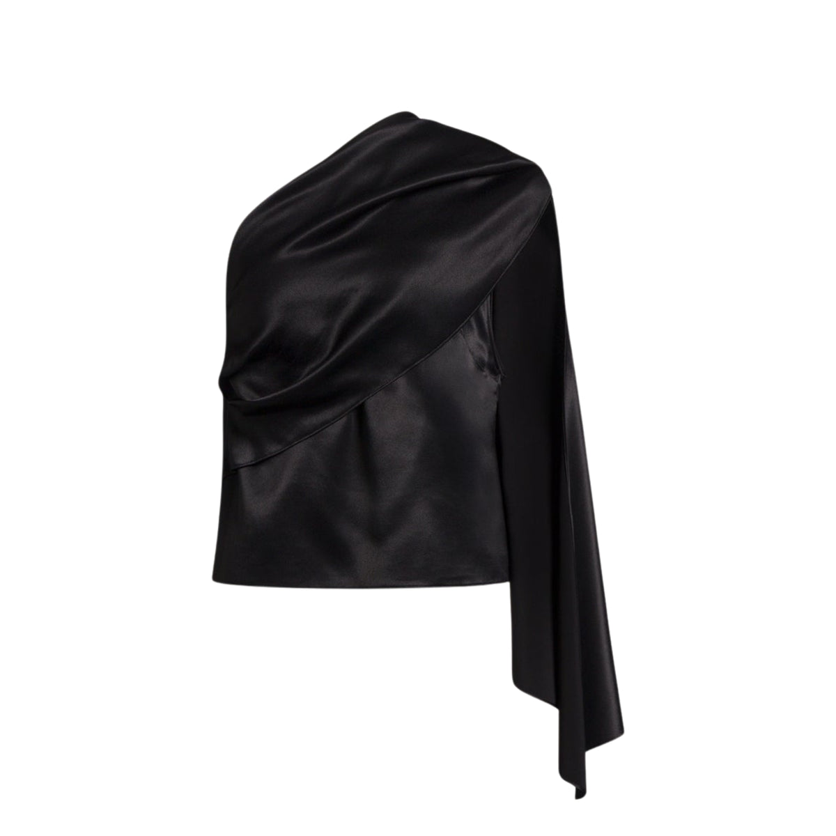 Top monospalla in satin con drappeggio 
