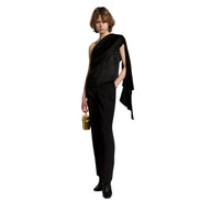 Top monospalla in satin con drappeggio 
