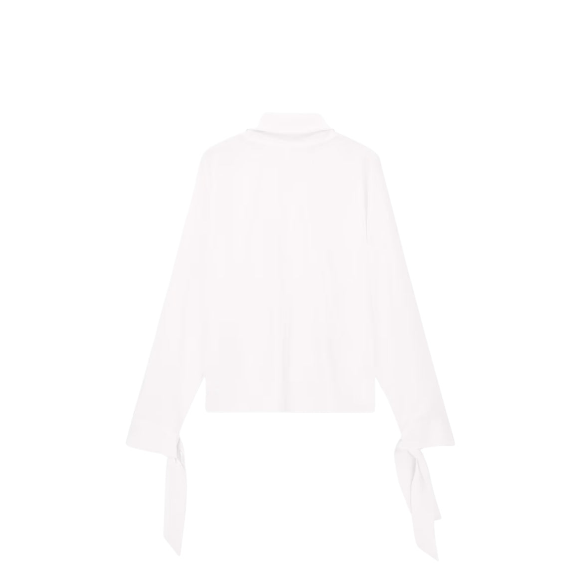 Blusa in crepe fluido con collo alto e laccetti 