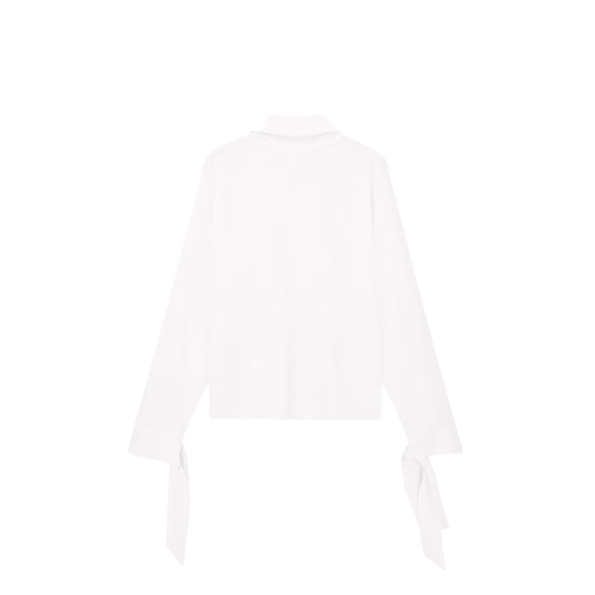 Blusa in crepe fluido con collo alto e laccetti 