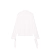 Blusa in crepe fluido con collo alto e laccetti