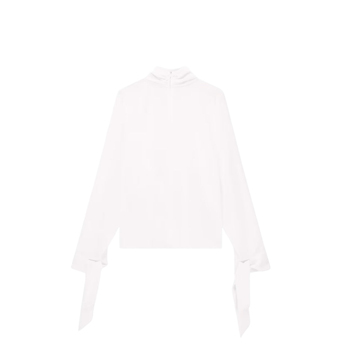 Blusa in crepe fluido con collo alto e laccetti 
