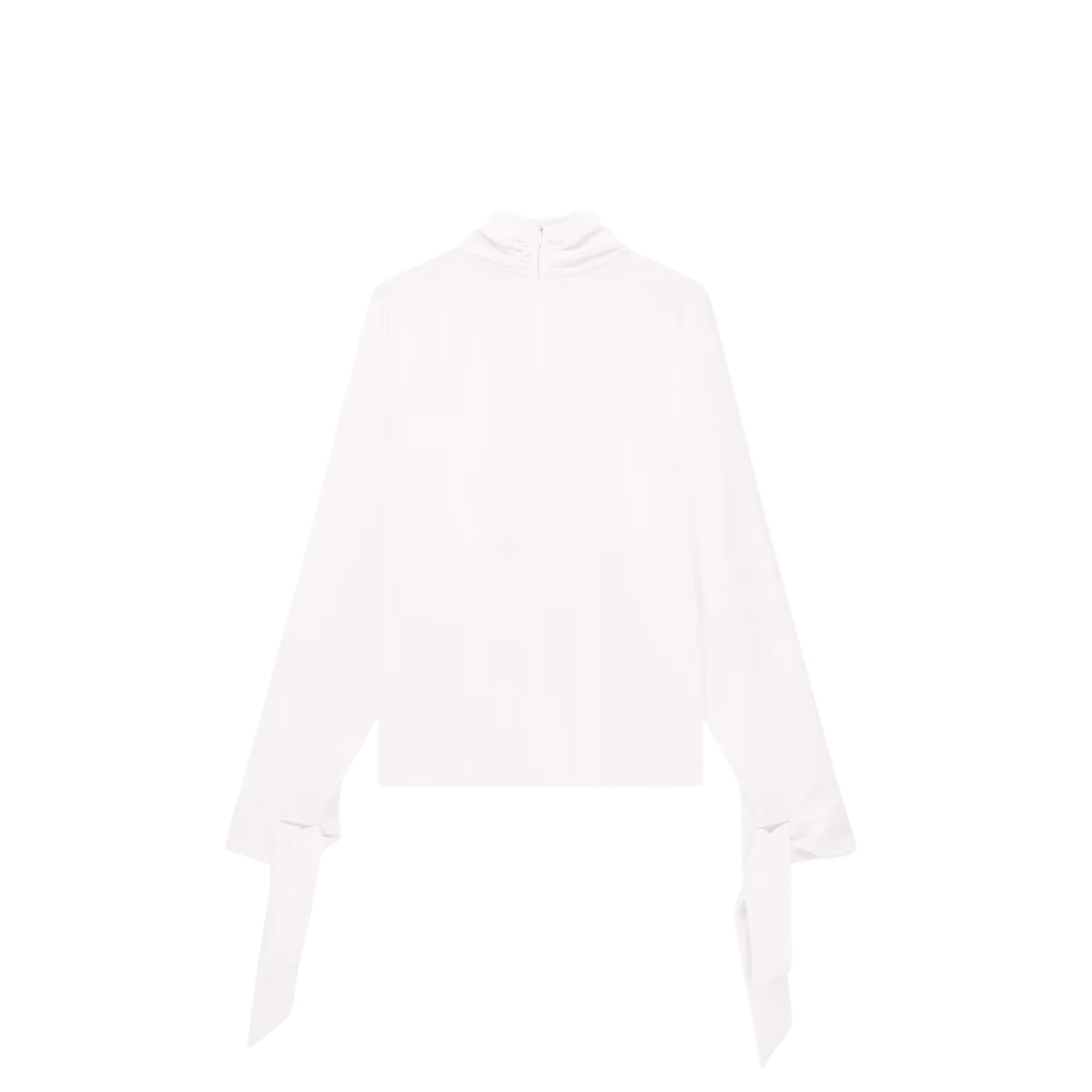 Blusa in crepe fluido con collo alto e laccetti 