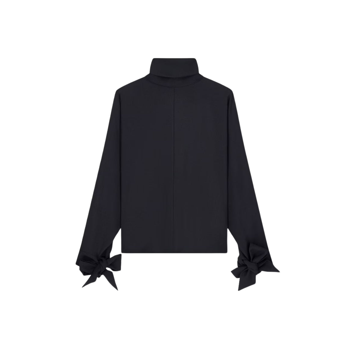 Blusa in crepe fluido con collo alto e laccetti 