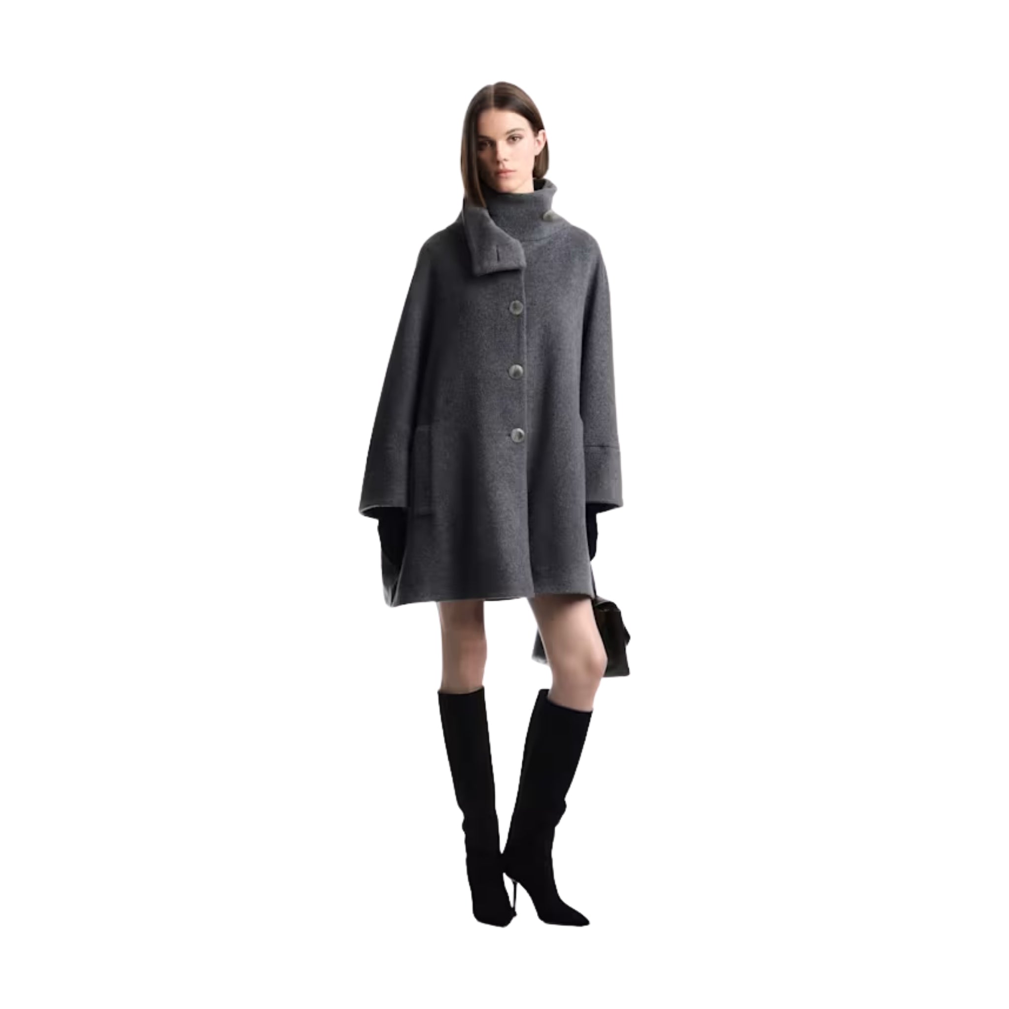 Cappotto svasato in lana di alpaca 