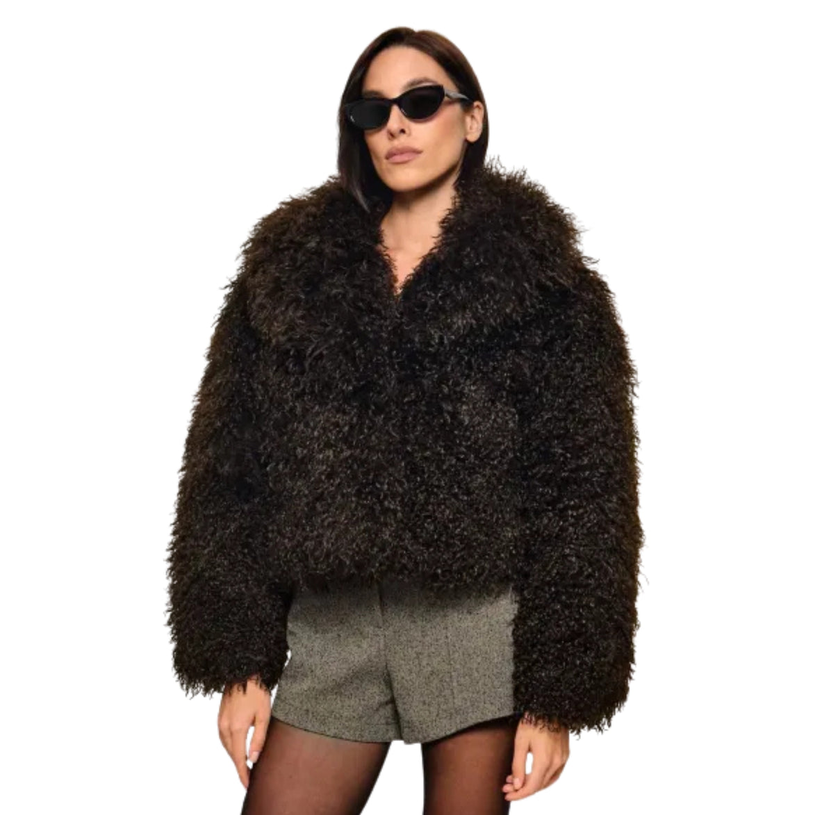 Crop Faux Fur Peacot 