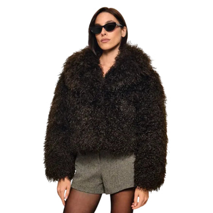 Crop Faux Fur Peacot 