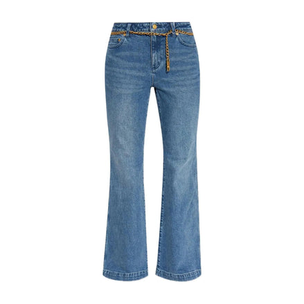 Jeans svasati in cotone stretch con cintura 