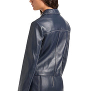 Blazer corto in pelle con profili a contrasto MR610D2KFN409 MICHAEL KORS