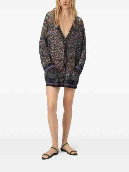 Cardigan over con scollo a V con motivo zig zag DS25WM0TBC005GS91P6 MISSONI