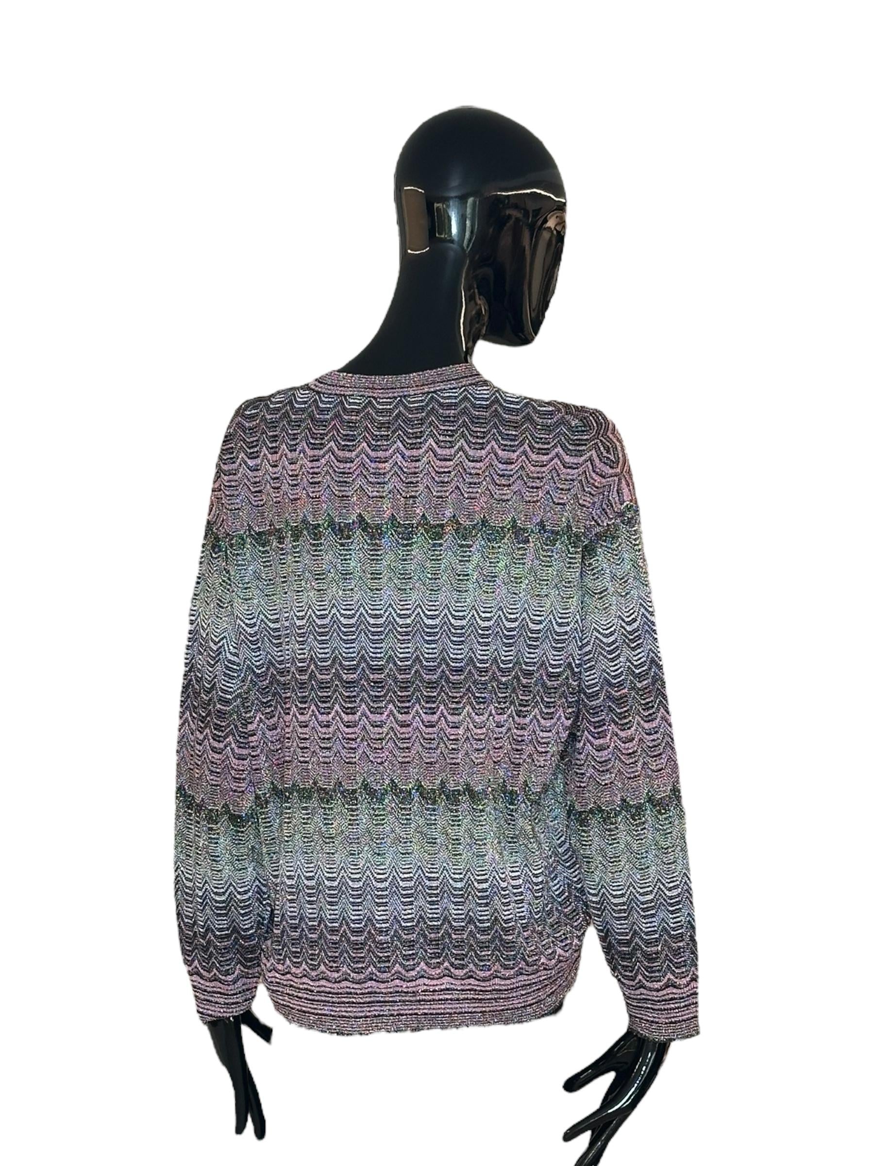 Pullover girocollo con motivo greca zig zag lamé DS24WN0PBK039ISM9G5 MISSONI