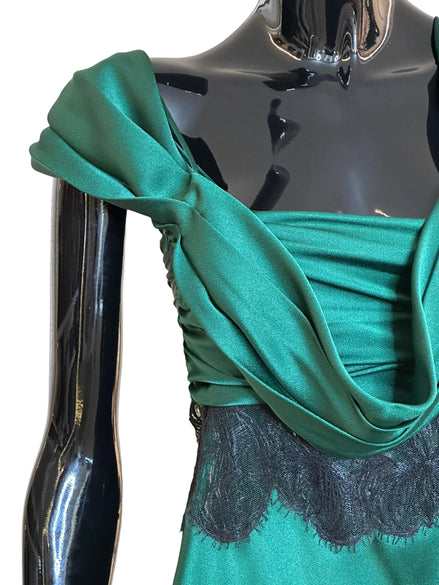 Abito in satin con pizzo V044566190389 ALBERTA FERRETTI