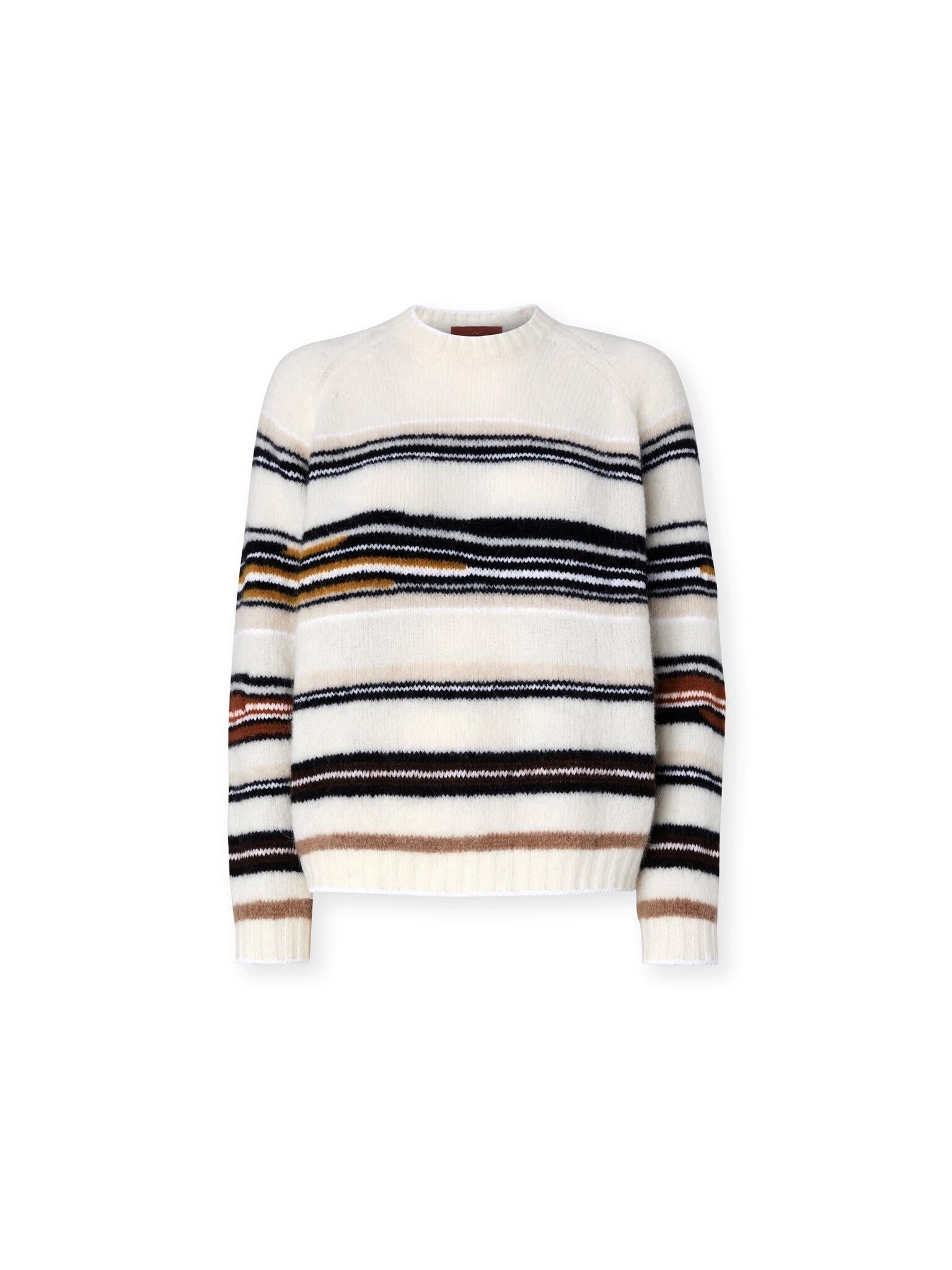 Maglia girocollo a righe in lana, mohair e alpaca DS25WN0WBK01C5SM9SW MISSONI