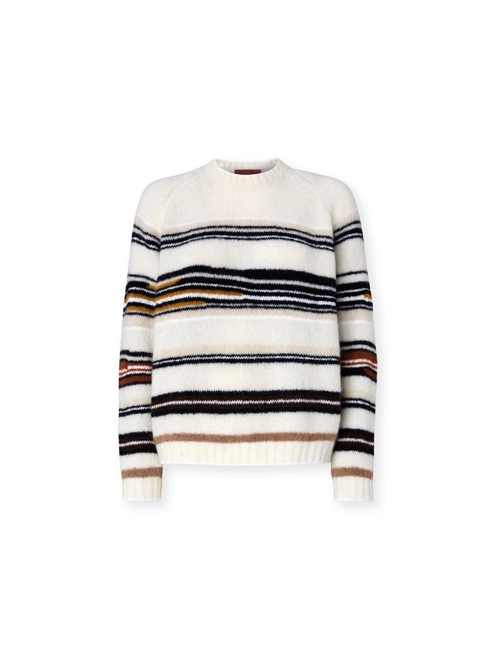 Maglia girocollo a righe in lana, mohair e alpaca DS25WN0WBK01C5SM9SW MISSONI