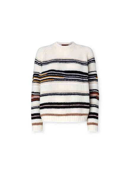 Maglia girocollo a righe in lana, mohair e alpaca DS25WN0WBK01C5SM9SW MISSONI