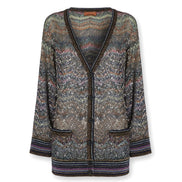 Cardigan over con scollo a V con motivo zig zag DS25WM0TBC005GS91P6 MISSONI