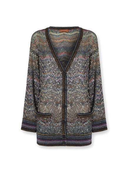 Cardigan over con scollo a V con motivo zig zag DS25WM0TBC005GS91P6 MISSONI
