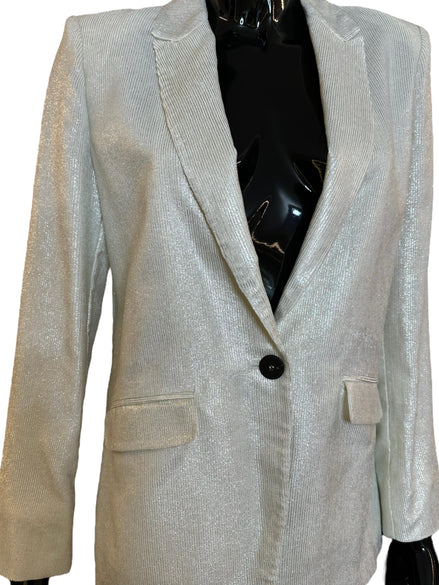 Giacca in velluto con righe platino 10651BIA1014 FORTE FORTE