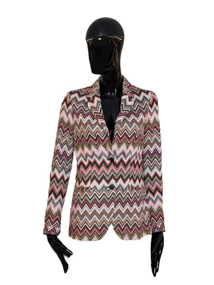 Blazer monopetto in cotone e viscosa zig zag DS25SF03BR00ZUS91N6 MISSONI