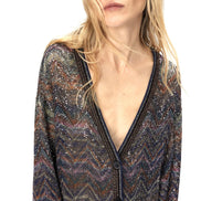 Cardigan over con scollo a V con motivo zig zag DS25WM0TBC005GS91P6 MISSONI