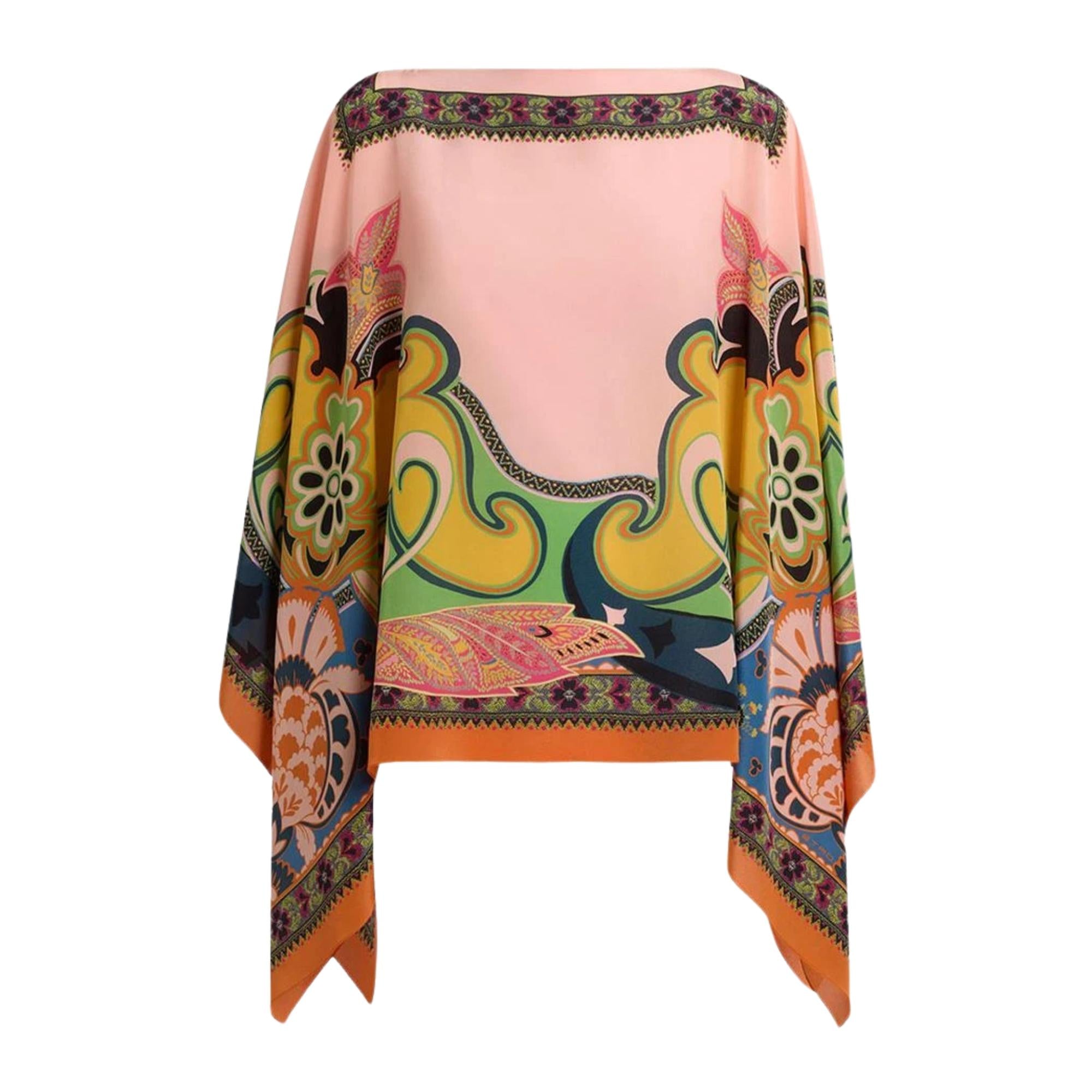 Poncho in seta con motivi floreali WRJA0027AKI79X0870 ETRO