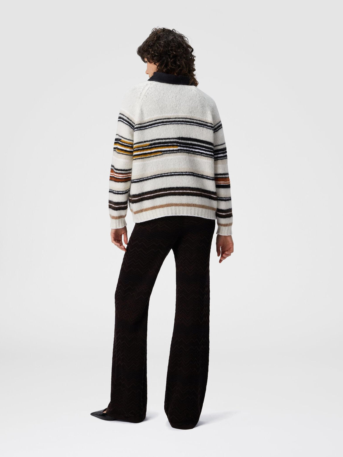 Maglia girocollo a righe in lana, mohair e alpaca DS25WN0WBK01C5SM9SW MISSONI