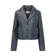 Blazer corto in pelle con profili a contrasto MR610D2KFN409 MICHAEL KORS